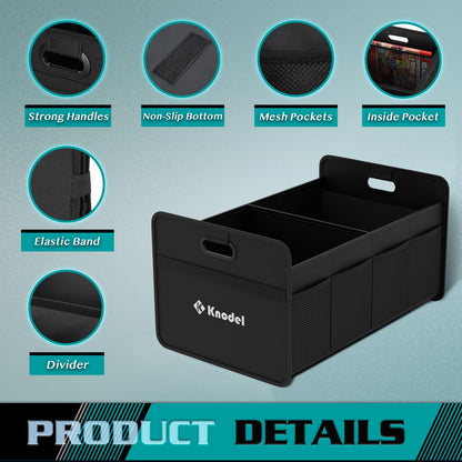 K KNODEL Compact Car Trunk Organizer – Black